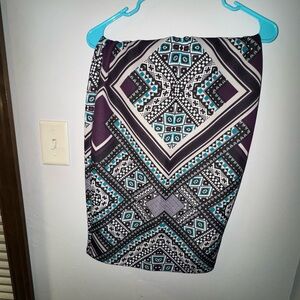 A. Byer Black, White, Teal & Purple Geometric Skirt